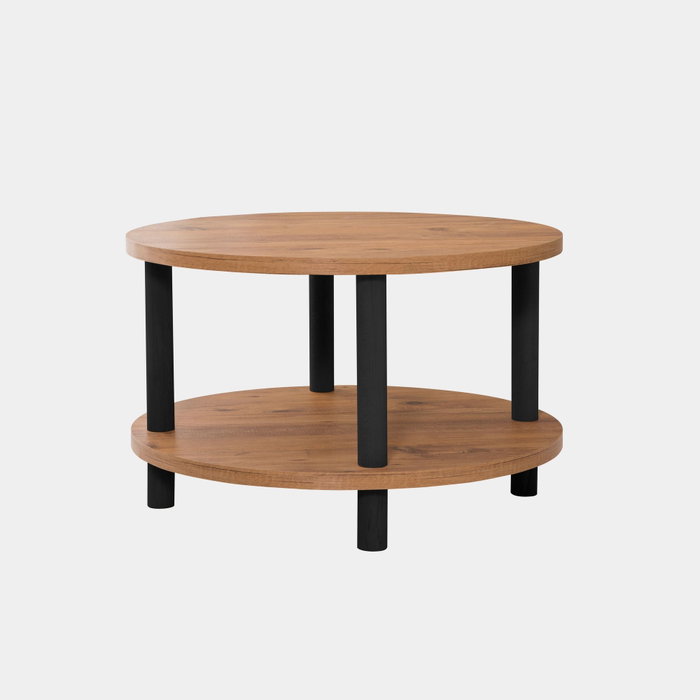 Hanah Home Mesa de Centro Roby - Negro y Pino Atlántico, Tablero Melamina 25mm, Patas Madera Carpe